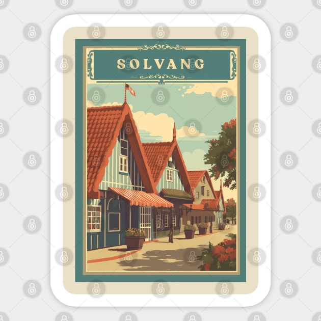 Solvang, California Sticker by Retro Travel Design